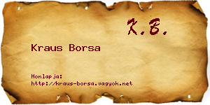Kraus Borsa névjegykártya